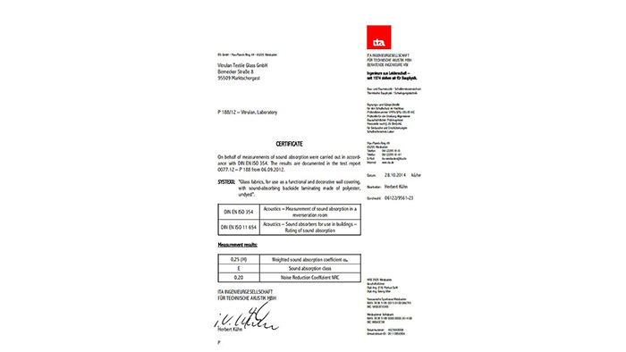 吸音保溫壁布吸音效果認證                                            